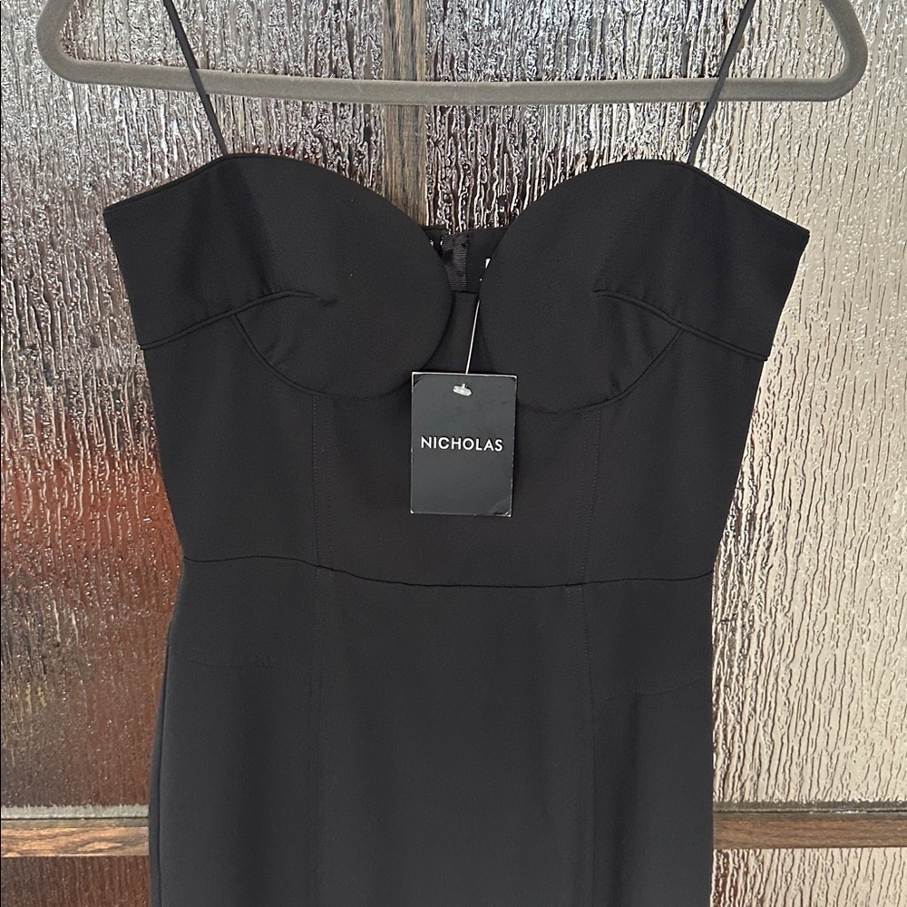 NICHOLAS Strapless Pernille Bustier Gown W/ Slit in Black size 8 NWT - Picture 6 of 11